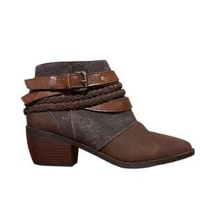 Pierre Dumas Sz 7 Western Ankle Booties Straps, Buckles, Braided